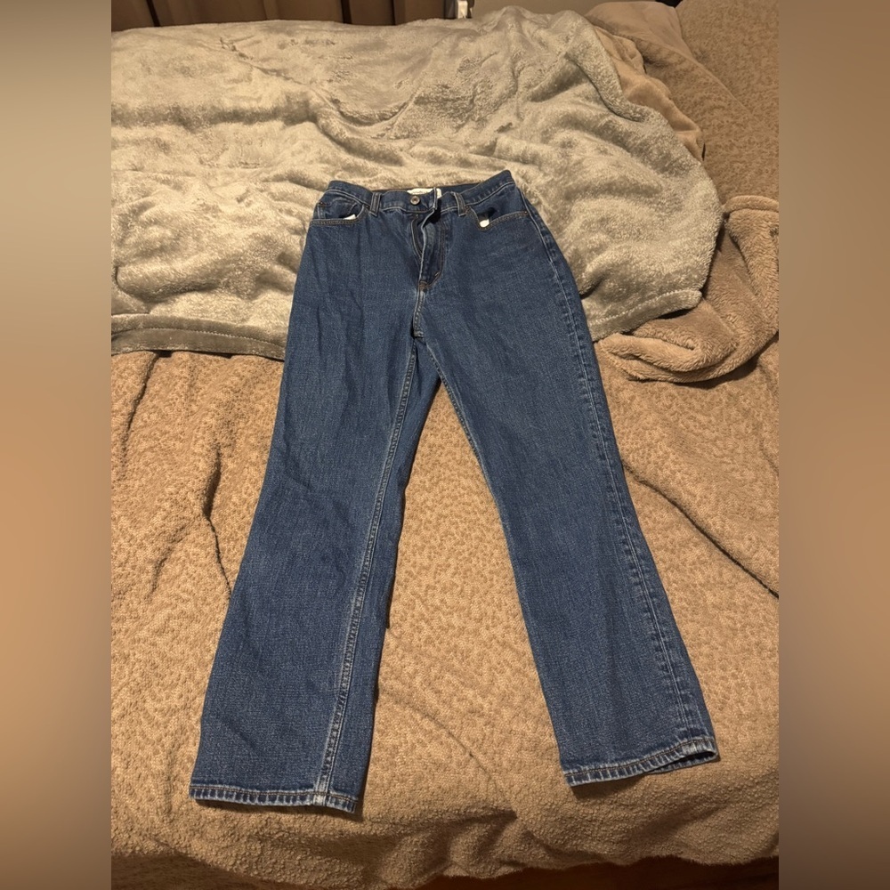 abercrombie straight leg curve love Blue Women's Jeans